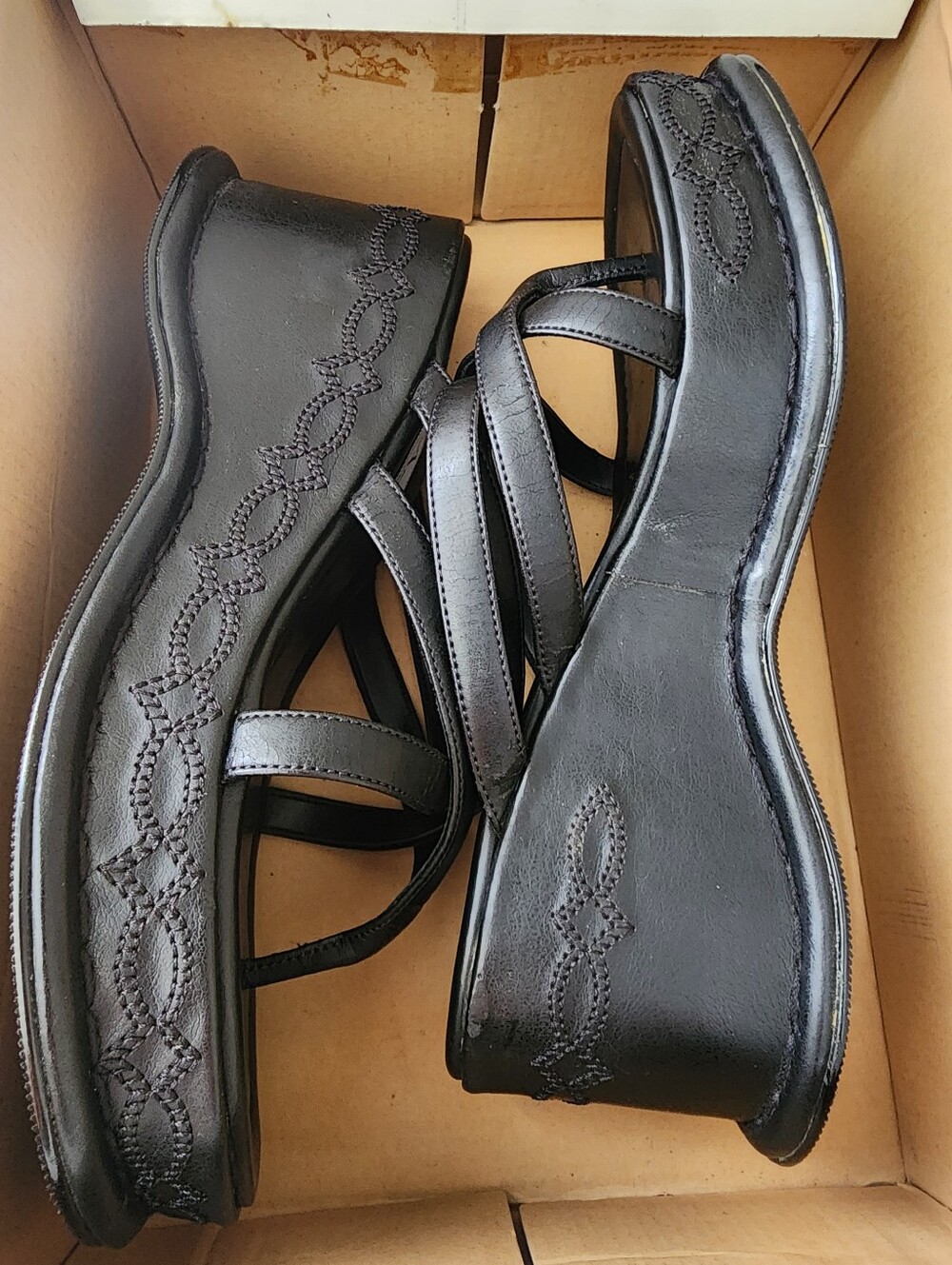 Vintage Y2K MIA Black Platform Thong Sandals Size 7 New In Box - Picture 3 of 5